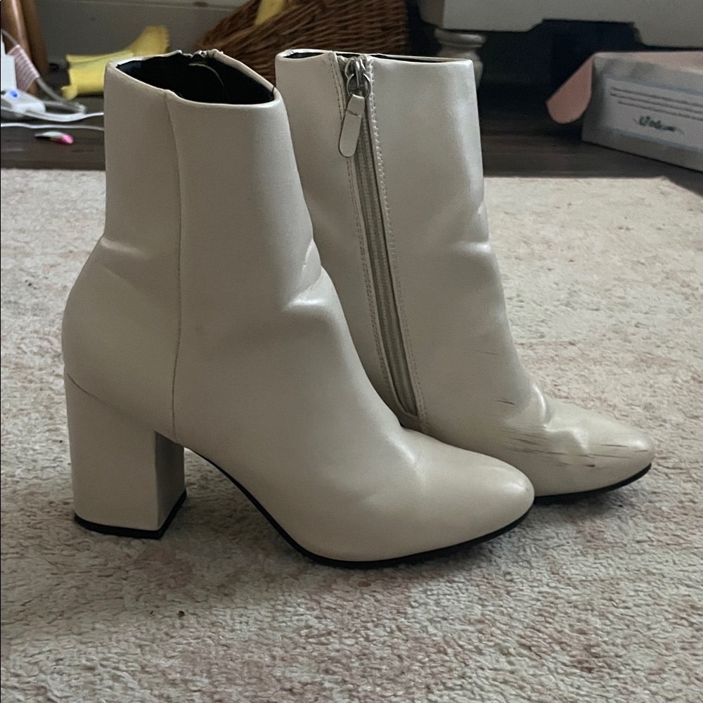 Elegant Cream Ankle Boots